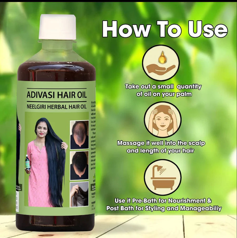 ORIGINAL ADIVASI HERBAL HAIR OIL - BUY 1 GET 1 FREE (⭐️⭐️⭐️⭐️⭐️ 4.9/5)