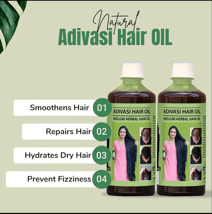 ORIGINAL ADIVASI HERBAL HAIR OIL - BUY 1 GET 1 FREE (⭐️⭐️⭐️⭐️⭐️ 4.9/5)